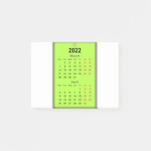 Kalender maart april 2022 post-it® notes