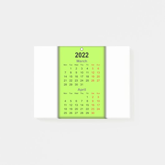 Kalender maart april 2022 post-it® notes (Voorkant)