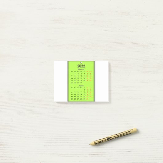 Kalender maart april 2022 post-it® notes (Op bureau)