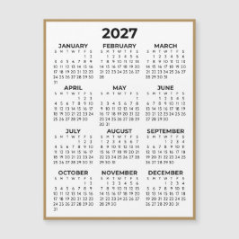 Kalender magneet 2027 volledige jaarweergave goude