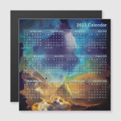 Kalender Magnet - Space Nebula blauw geel (Voorkant / Achterkant)