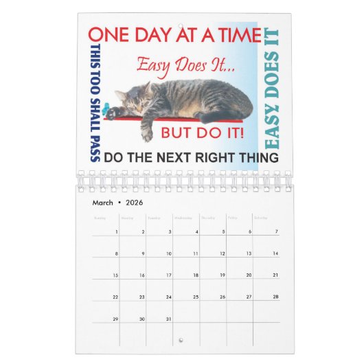 kalender met 12 stapsgewijze slogans (Mar 2026)