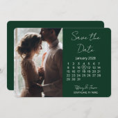 Kalender met 31 dagen Bewaar de datum Bosgroen Save The Date (Voorkant / Achterkant)