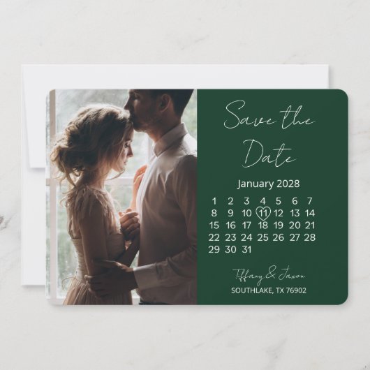 Kalender met 31 dagen Bewaar de datum Bosgroen Save The Date (Voorkant)