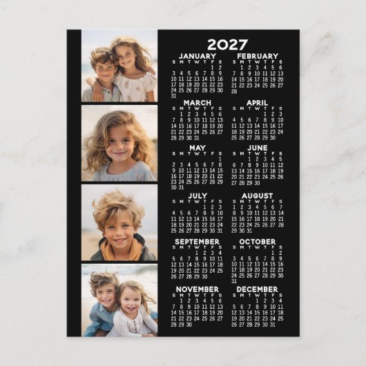 Kalender met 4 foto collage briefkaart (Voorkant)