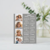 Kalender met 4 foto collage - Grijs Briefkaart (Staand voorkant)