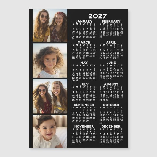 Kalender met 4 foto collage magnetische kaart (Voorkant)