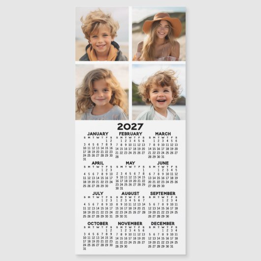 Kalender met 4 foto collage - moderne magneet (Voorkant)