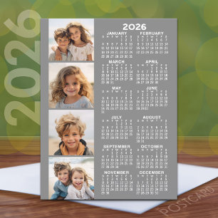 Kalender met 4 Fotocollage - Grijs Briefkaart