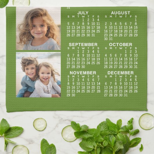 Kalender met 4 Fotocollage - Groen Theedoek (Gevouwen)