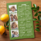 Kalender met 4 Fotocollage - Groen Theedoek