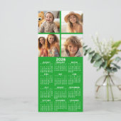 Kalender met 4 Fotocollage - Groene Kaart (Staand voorkant)