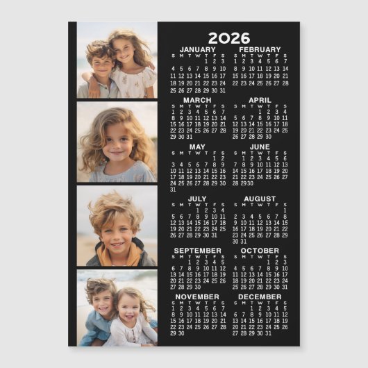 Kalender met 4 Fotocollage Magnetische Kaart (Voorkant)