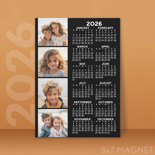 Kalender met 4 Fotocollage Magnetische Kaart
