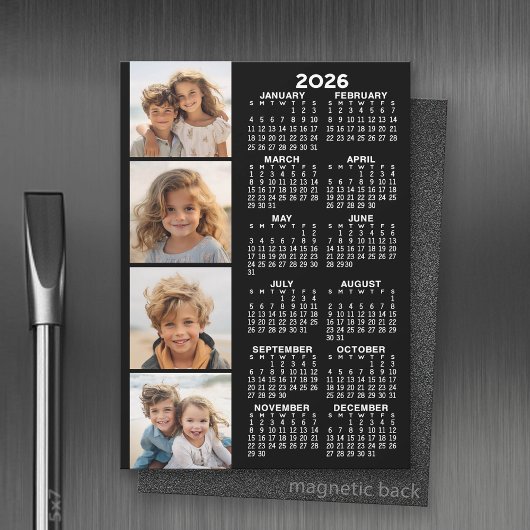Kalender met 4 Fotocollage Magnetische Kaart