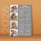 Kalender met 4 Fotocollage Magnetische Kaart - Gri