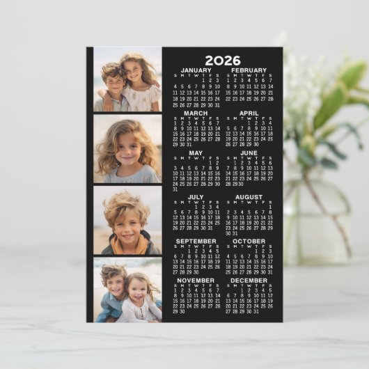 Kalender met 4 fotocollage op de Kaart (Staand voorkant)