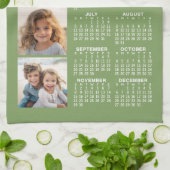 Kalender met 4 Fotocollage - Sage Green Theedoek (Gevouwen)