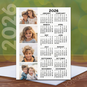Kalender met 4 Fotocollage - Zwart Wit Briefkaart