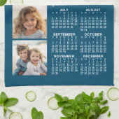 Kalender met 4 Photo Collage Blauw Theedoek (Gevouwen)