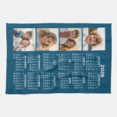 Kalender met 4 Photo Collage Blauw Theedoek (Horizontaal)