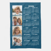 Kalender met 4 Photo Collage Blauw Theedoek (Verticaal)