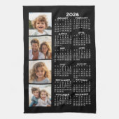 Kalender met 4 Photo Collage Zwart Theedoek (Verticaal)