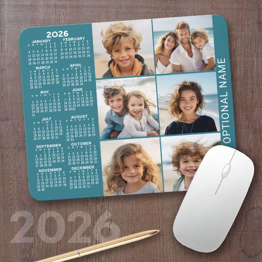 Kalender met 6 Fotocollage Muismat