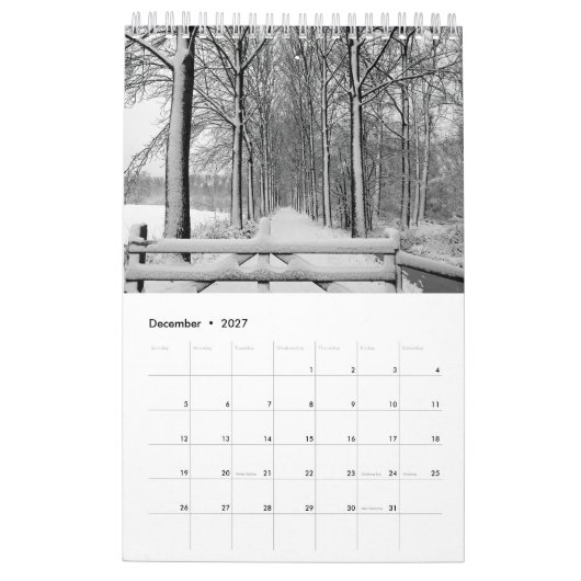 Kalender met afbeeldingen van de natuur (Dec 2027)