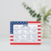 Kalender met Amerikaanse vlag - Rood Wit Blauw Briefkaart (Staand voorkant)