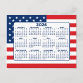 Kalender met Amerikaanse vlag - Rood Wit Blauw Briefkaart (Voorkant)