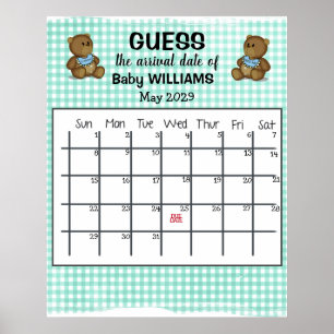 Kalender met berenposter om de bevalling te voorsp poster
