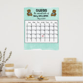 Kalender met berenposter om de bevalling te voorsp poster (Keuken)