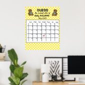 Kalender met berenposter om de uitgerekende datum poster (Thuiskantoor)