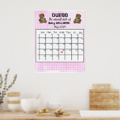 Kalender met berenposter om de uitgerekende datum poster (Keuken)