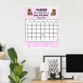 Kalender met berenposter om de uitgerekende datum poster (Thuiskantoor)