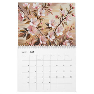 kalender met bloeiende takken