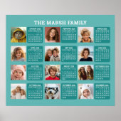 Kalender met een afbeelding voor elke maand - Aqua Poster (Voorkant)
