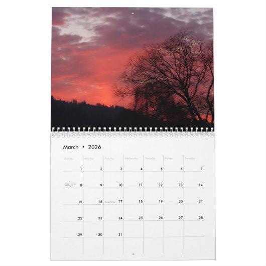 Kalender Met Feestdagen - Bomen (Mar 2026)