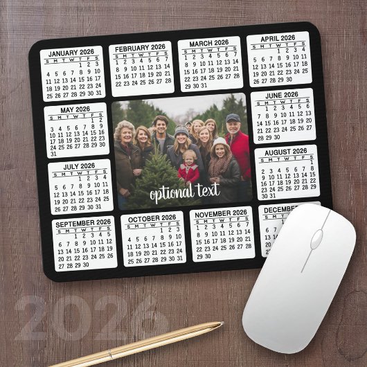 Kalender met foto in het centrum Zwart Wit Muismat