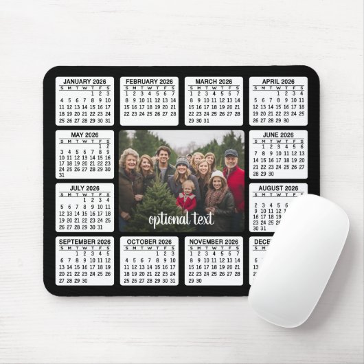 Kalender met foto in het centrum Zwart Wit Muismat (Met muis)