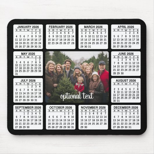 Kalender met foto in het centrum Zwart Wit Muismat (Voorkant)