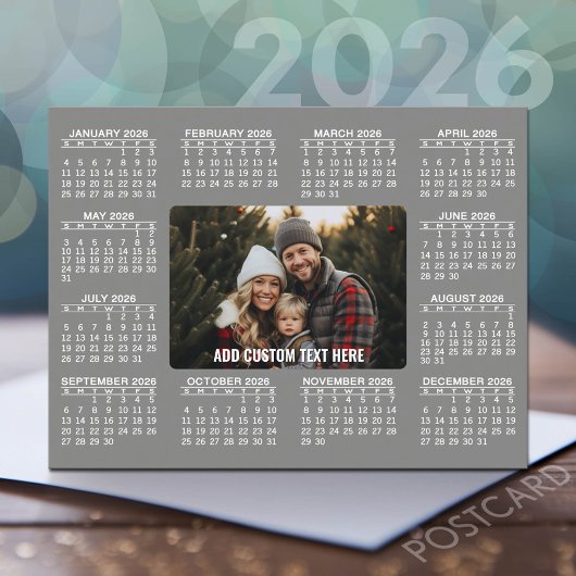Kalender met foto in het midden - Grijs Wit Briefkaart