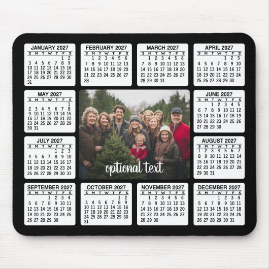 Kalender met foto in het midden Zwart Wit Muismat (Voorkant)