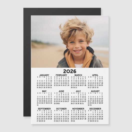 Kalender met Foto - Jaar Uitzicht Magnetische Kaar (Voorkant / Achterkant)