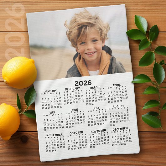 Kalender met foto - Jaar Uitzicht - Zwart Wit Theedoek