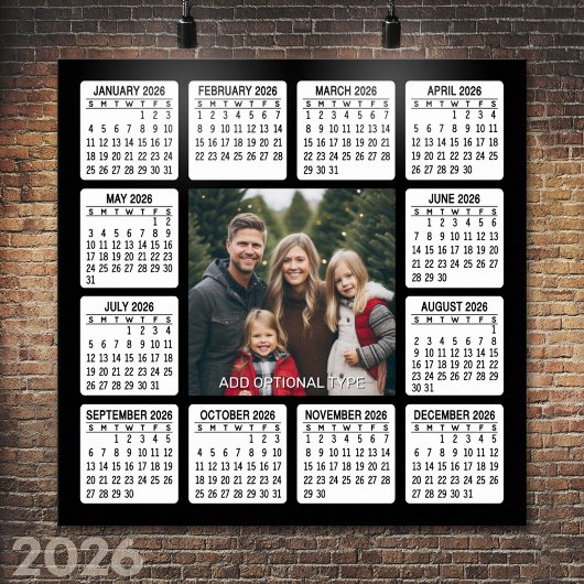 Kalender met foto volledige jaarkijk Moderne minim Poster