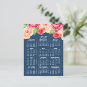 Kalender met geschilderde Waterverf Bloemen Briefkaart (Staand voorkant)