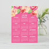 Kalender met geschilderde Waterverf Bloemen Kaart (Staand voorkant)