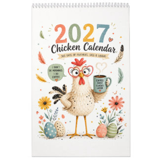 Kalender met grappige kip